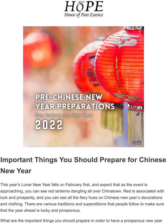 Important Things You Should Prepare for Chinese New Year