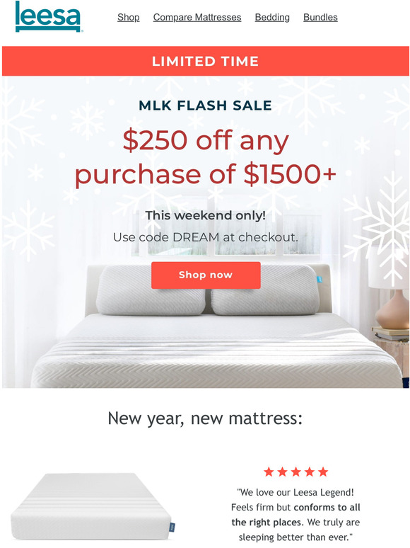 Leesa Take 250 off your order, but not for long Milled