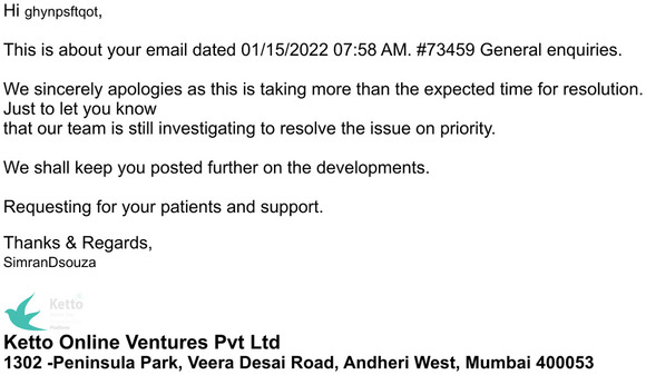 [##73459##] status on hold