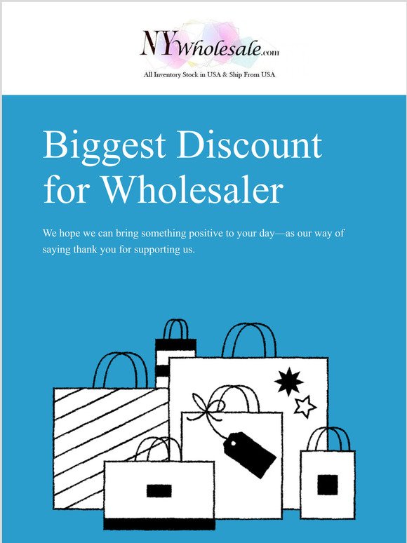 Wholesaler's Big Sale Event with 20% Coupon Everything Must Go Closeout