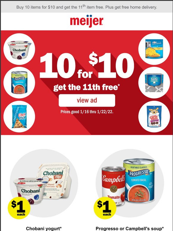 Meijer 10 for 10 is Back & Free Home Delivery Milled