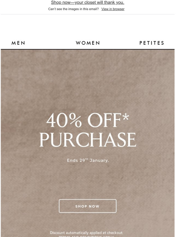 Banana Republic EU 40 off purchase is here... Milled