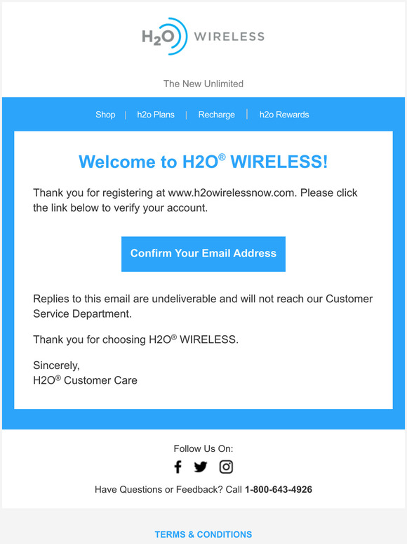 Thank you for signing up with H2O wireless