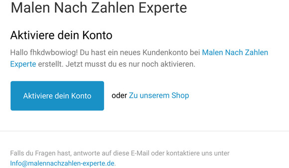 Kundenkontoaktivierung