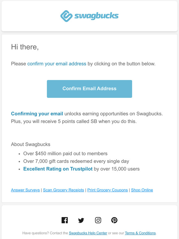 Confirm Your Swagbucks Account - Action Required