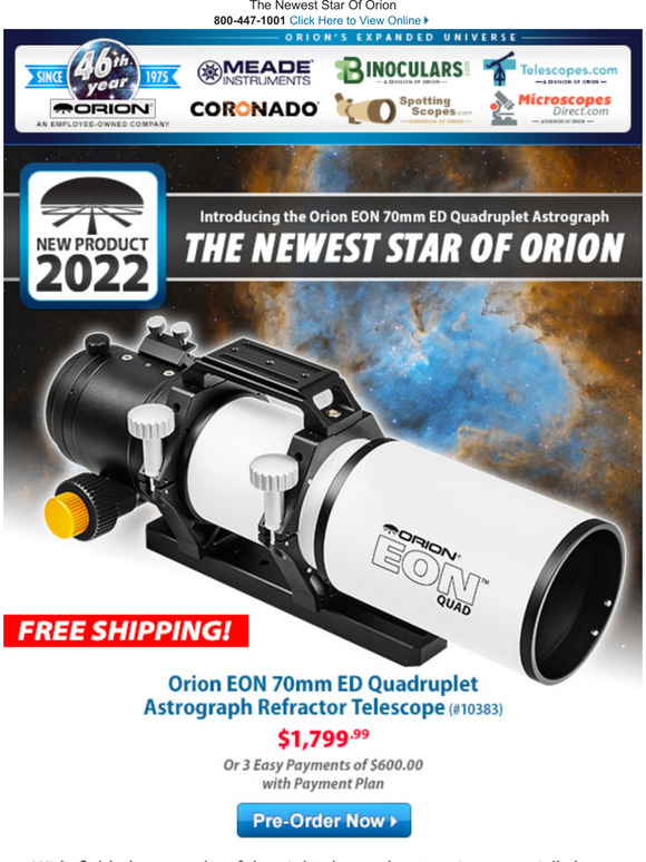 Orion Telescopes and Binoculars Introducing The Orion EON 70mm ED