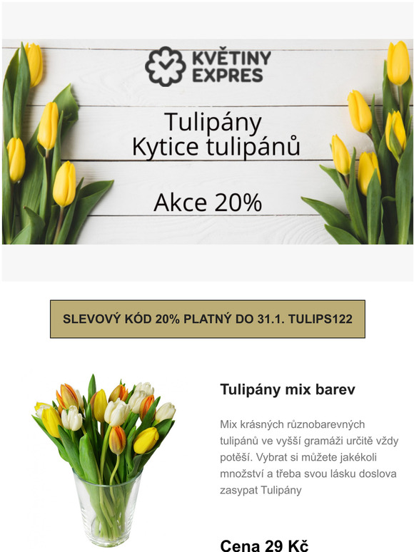 Tulipny a kytice tulipn, akce20%