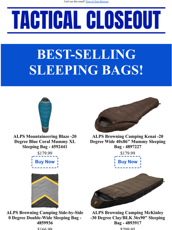 PRICE DROPS ON SLEEPING BAGS! [OVER $100 OFF]