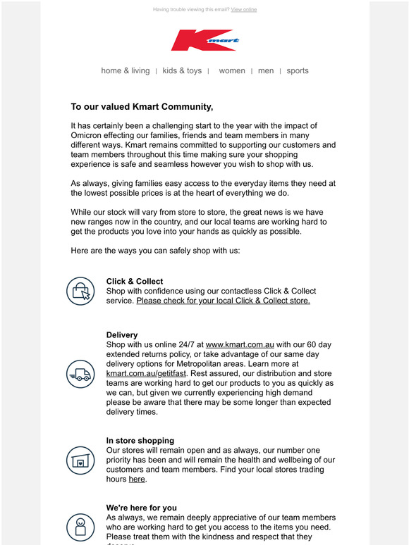 kmart Safe shopping at Kmart Milled