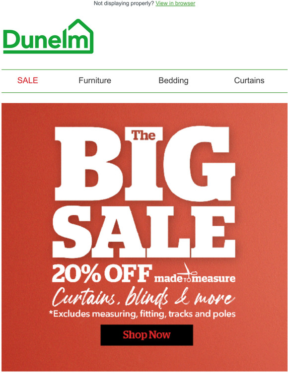 Dunelm Ends soon! 20 off Made to Measure Milled