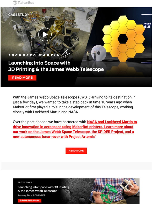 MakerBot: Launching into Space with 3D Printing & the James Webb ...