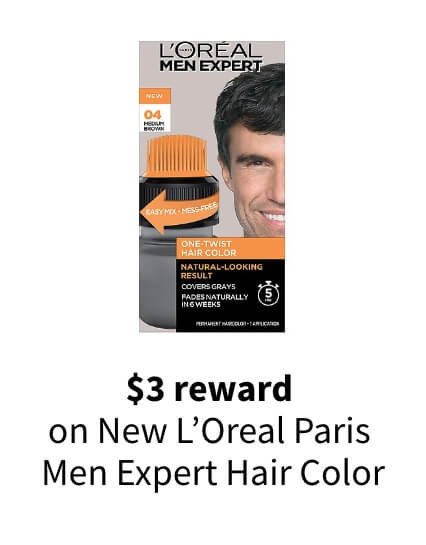 $3 reward on New L'Oreal Paris Men Expert Hair Color