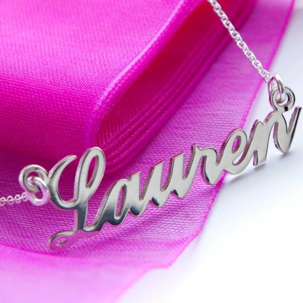 Sterling Silver Carrie Style Personalised Name Necklace (Sex & The City)