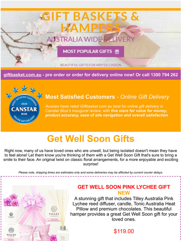 Gift Basket "Get Well Soon" Gift Favourites Milled