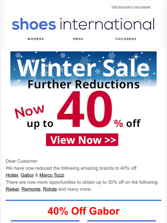 Shoes International Winter Sale - Further Reductions