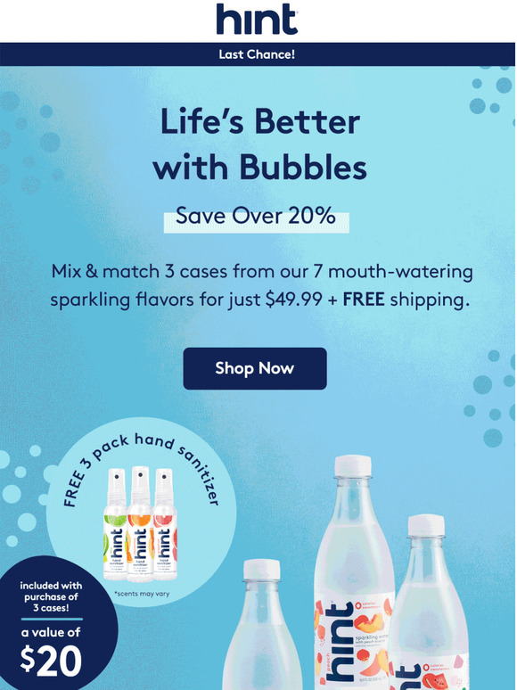 Hint Water 20 off Hint Sparkling is almost over. Milled