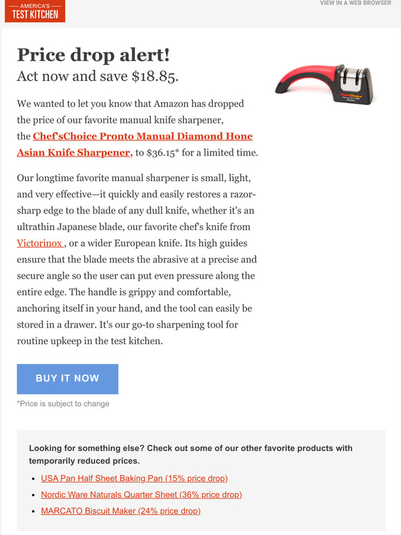 America's Test Kitchen 34 Price Drop On Our Winning Manual Knife