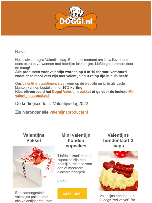 Het is alweer bijna valentijnsdag! Verwen uw hond extra op deze mooie dag
