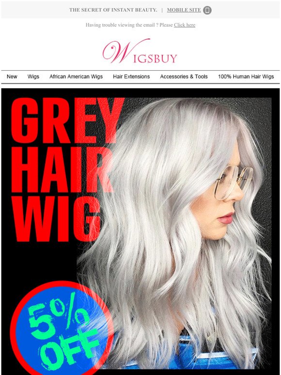 Grey Hair Wig Extra 5% Off