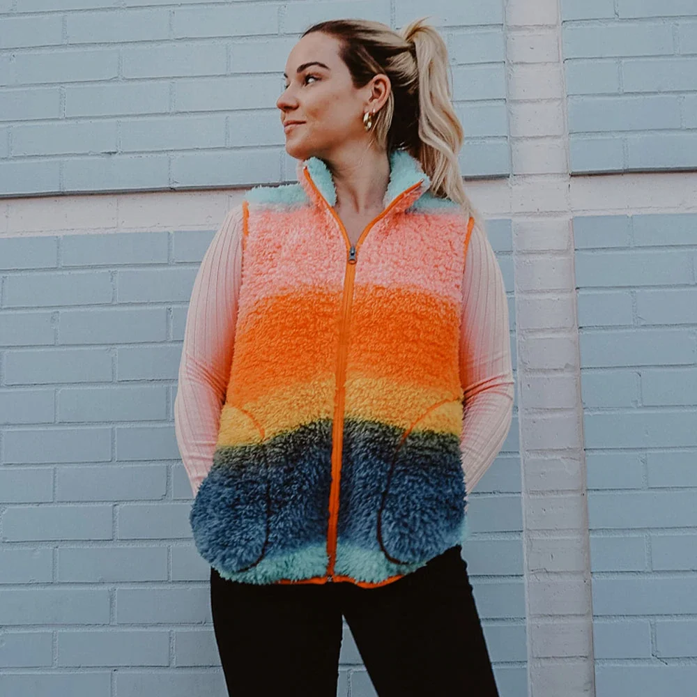 Image of Rainbow Sherpa VEST with Pockets