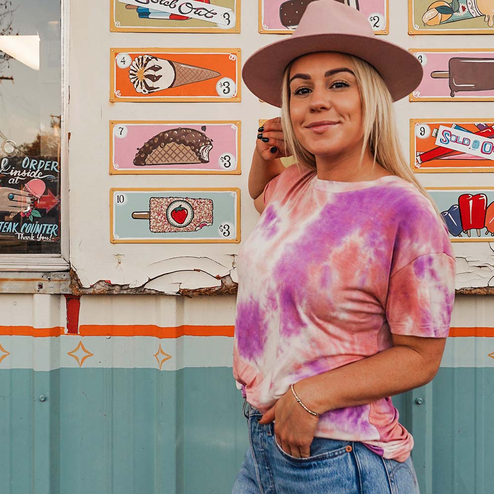 Image of Orange and Purple Tie Dye T-Shirt