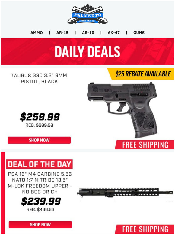 Palmetto State Armory Rebate Ready Taurus G3C 9mm Pistol Rebate Deal