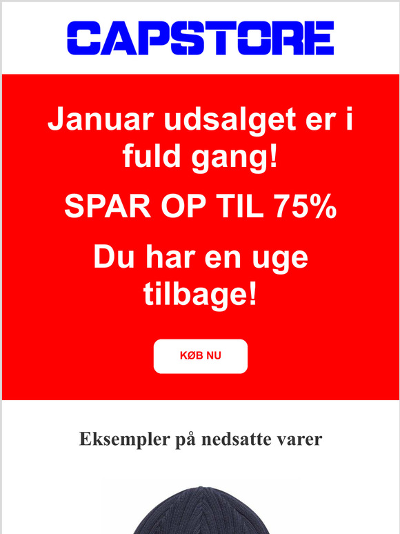 Du har en uge tilbage - Januar udsalg - Spar 75% p udvalgte varer!