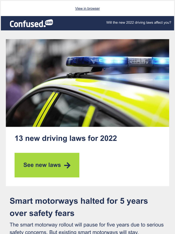 13 new driving laws for 2022 Smart motorways halted for
