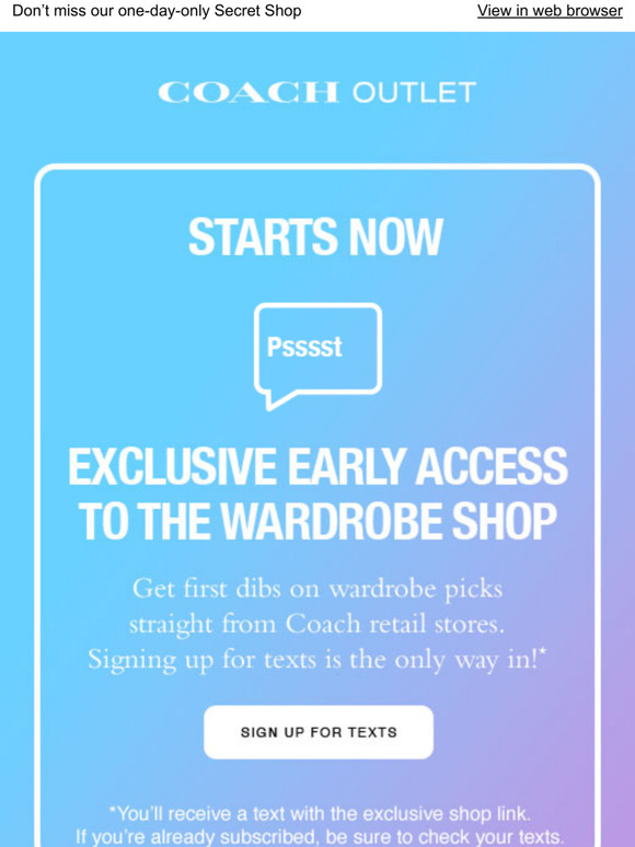 coach outlet sign up for texts