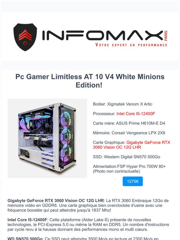 PC gamer RTX 4090 – Le gaming à son plus haut niveau – Infomax Paris