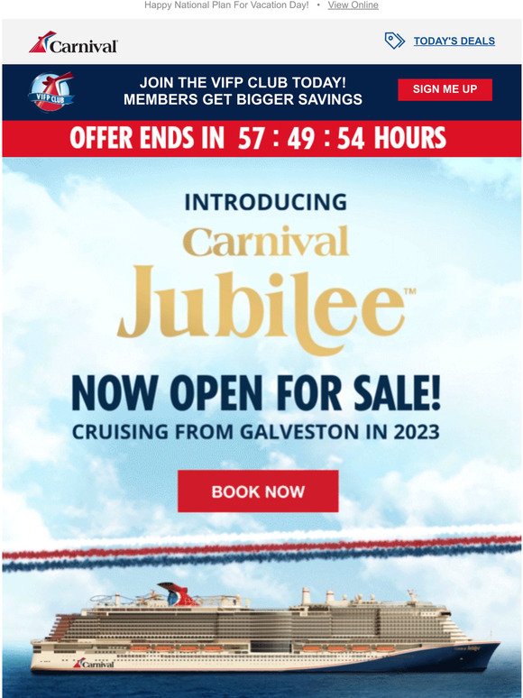 Carnival Cruises Introducing Carnival Jubilee Now open for sale