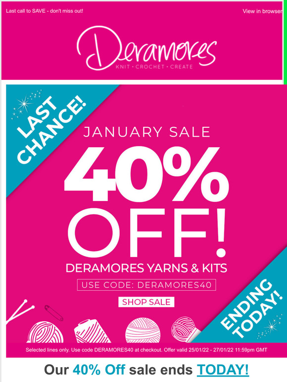 40% Off sale ends today! 