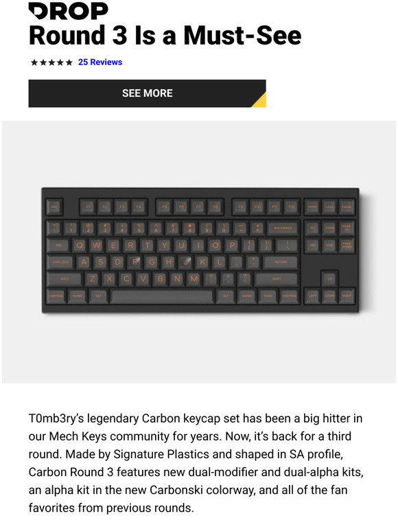 Drop: Drop + T0mb3ry SA Carbon R3 Custom Keycap Set: Iconic Colors in ...