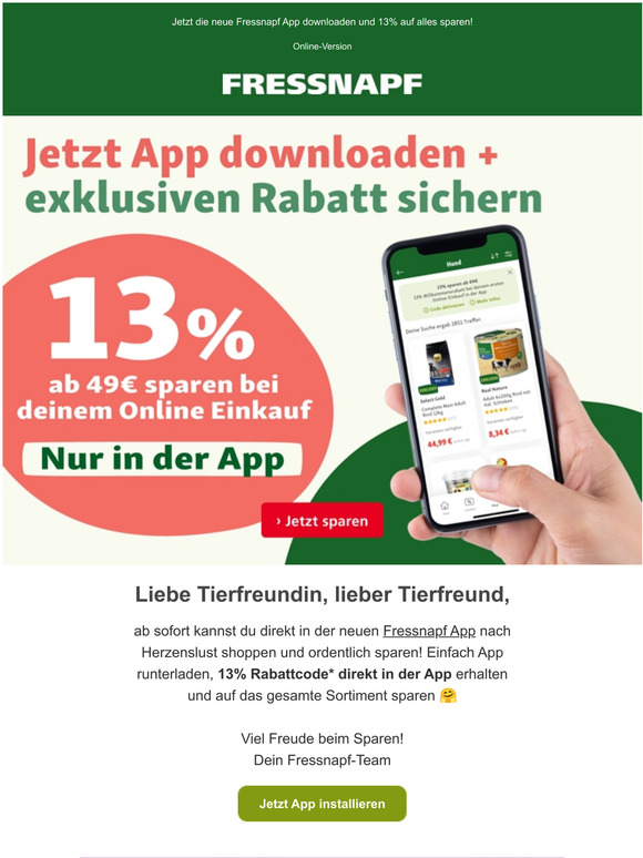 Fressnapf Online Shop 13 Rabatt in der Fressnapf App Milled