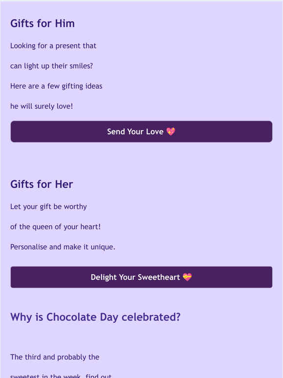 An Early Treat For Chocolate Day Just For You & Your One & Only!  Flat 15% Off!