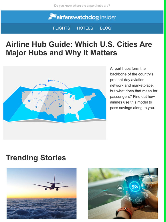 Airfarewatchdog (US & Canada) Airline Hub Guide Which U.S. Cities Are