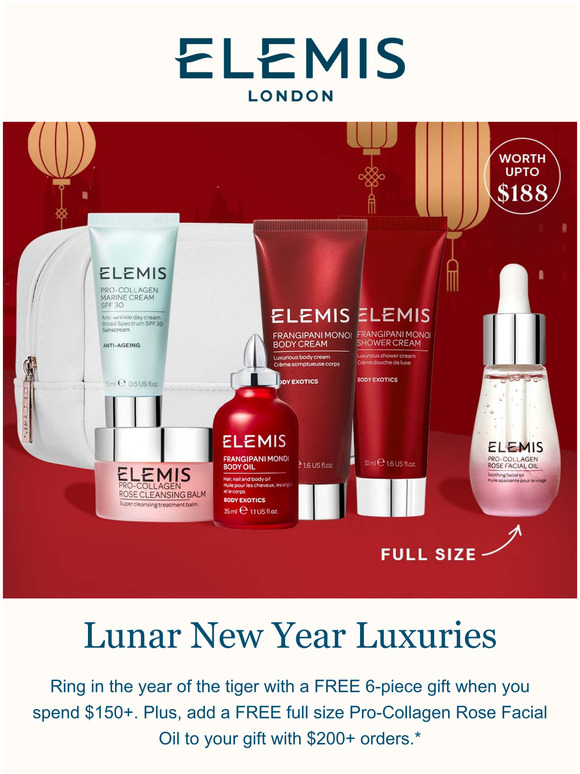 Elemis SELLING FAST 6 Piece Lunar New Year Gift (Up to 188 Value