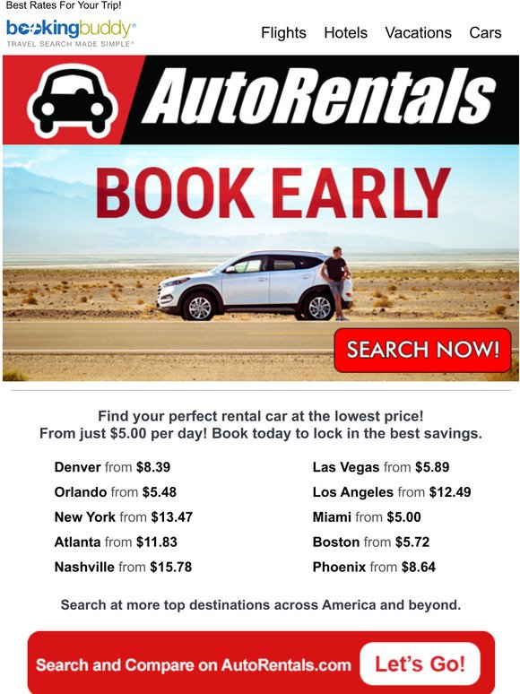 Car Rental Deals from $5/Day. Search Now!