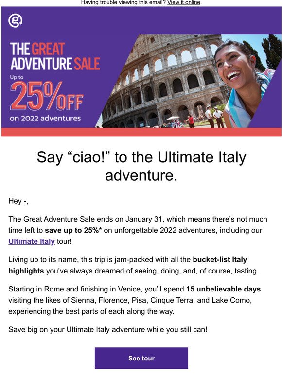 The Ultimate Italy adventure starts here