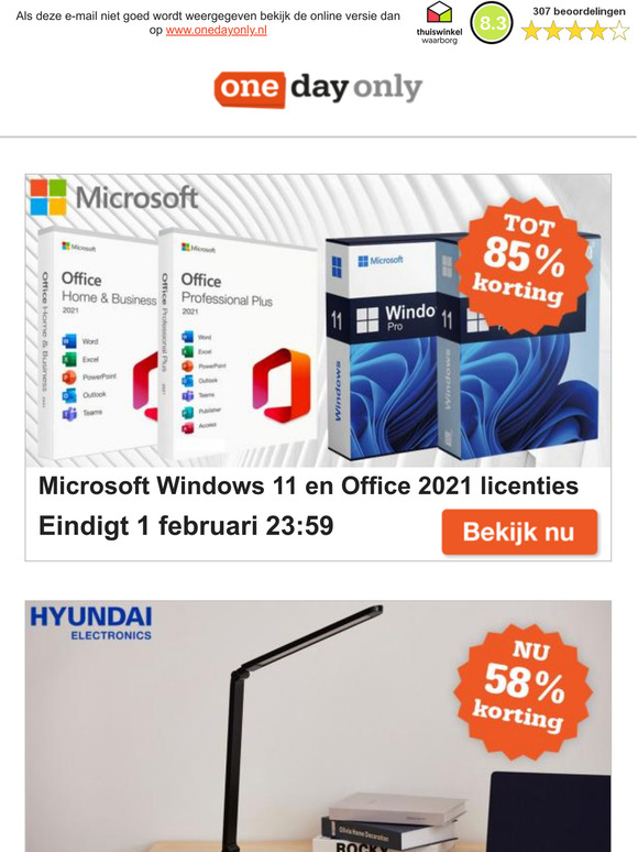 Onedayonly.nl Tot 85 korting op Microsoft Windows 11 en Office 2021