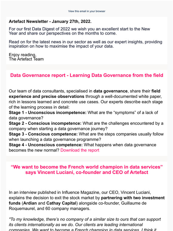 JANUARY | Data Governance experience from the field | Podcast on 1st party data with our CEO | Amazon Ads Certification | Insightful articles from our experts