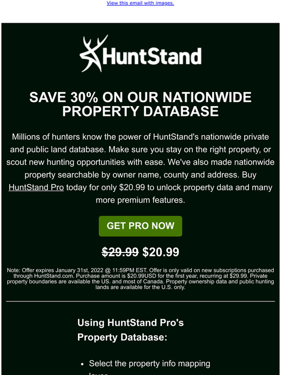 HuntStand Sale on Nationwide Property Boundaries Milled
