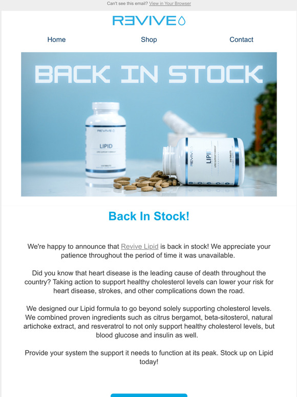 Revive Supplements Lipid Is Now Back In Stock! Milled