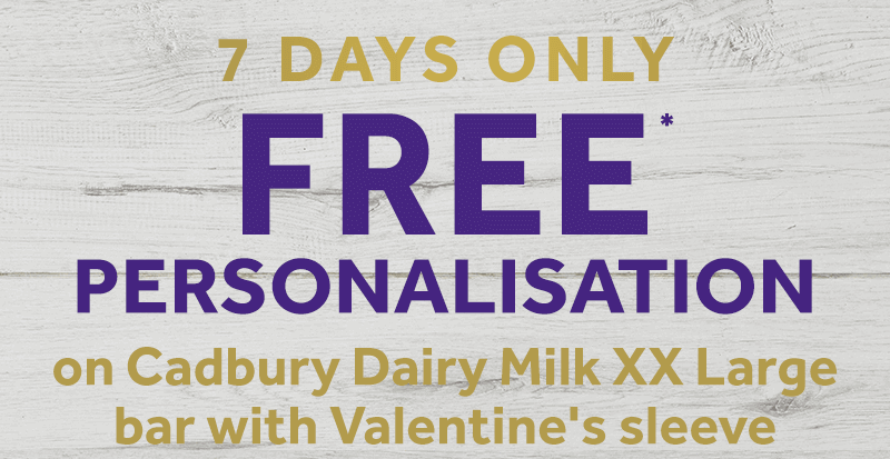 Free Cadbury Dairy Milk personalisation