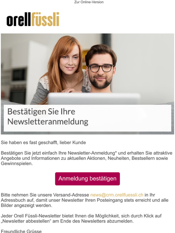 Bitte besttigen Sie Ihre Newsletter-Anmeldung