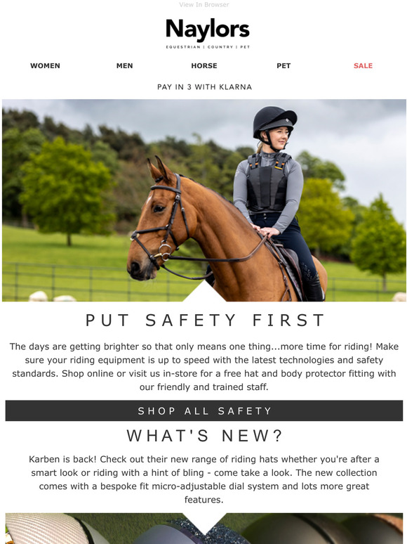 Naylors Safety First Riding Hats, Body Protectors and HiVis Milled