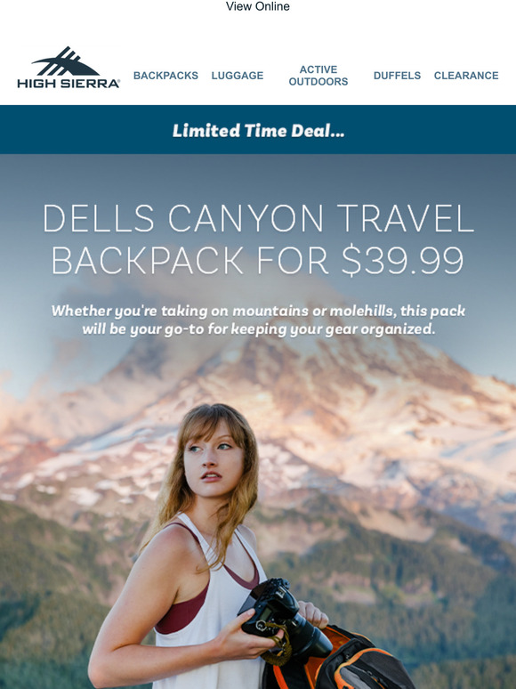 dells canyon travel backpack