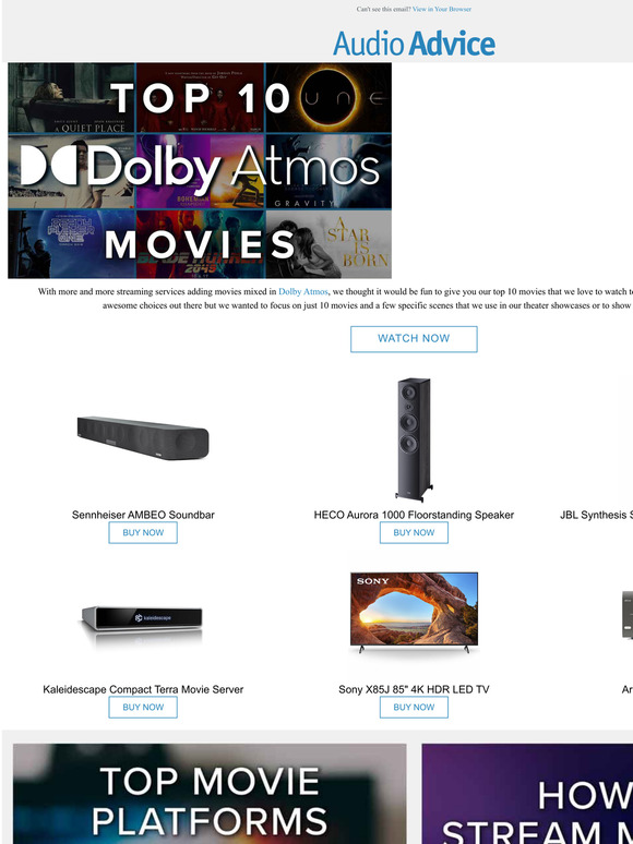 Audio Advice Our top 10 movies for Dolby Atmos Did your favorite make the list?! Milled