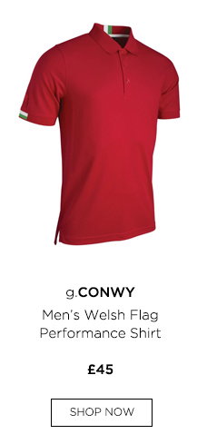 g.CONWY Mens Welsh Flag Performance Golf Polo Shirt