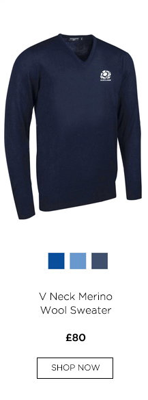 g.SCOTTISH RUGBY WILKIE Scottish Rugby Mens V Neck Merino Wool Golf Sweater